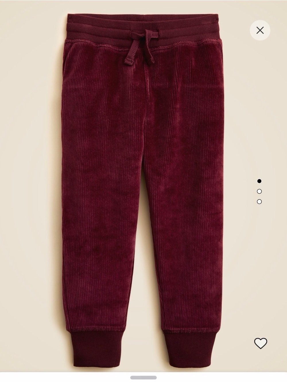 Crewcuts Maroon Corduroy Jogger Pants unisex